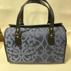 和装用バッグ ネイビー ブラック 花模様