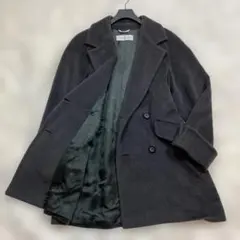 美品 マックスマーラ ロングコート カシミヤ混 白タグ ダークグレー Lサイズ