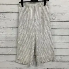 ワイドパンツ ガウチョパンツ ストライプ柄 綿100% カジュアル 体型カバー