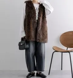 新品未使用 pual ce cin ピュアルセシン フォックスライクファーベスト