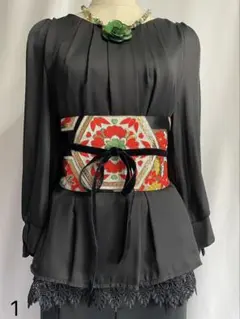 帯リメイク　サッシュベルト　着物リメイク　和洋　リボン　和洋折衷