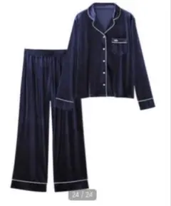 ☆ GU ベロア パジャマセットアップ　ネイビー　M