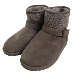 GLOSSINI×Harris Tweed ヘリンボーン ブーツ ブラウン 防寒