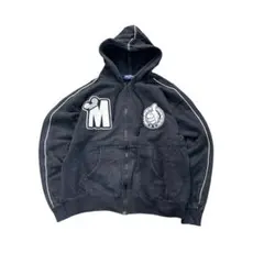 7AS5 Disney ミッキー　ジップアップパーカー　黒 M 古着