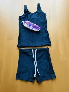 【170】ネイビー 水着セット タンクトップとショートパンツ