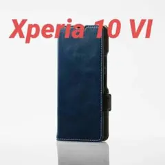 Xperia 10 VI 用 ソフトレザーケース ステッチ ネイビー