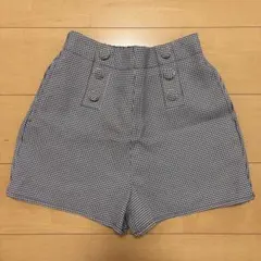 ギンガムチェック ハイウエストショートパンツ