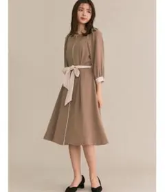 TONAL バルーンスリーブ ワンピース ブラウン