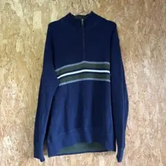 Eddie Bauer ハーフジップ ニット セーター ネイビー Lのサムネイル