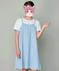 新品タグ付きJENNI love ドッキングワンピース ライトブルー150cmのサムネイル