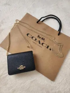 【最終値下げ]コーチのシグネチャーキャンバスのチェーン付きミニウォレット