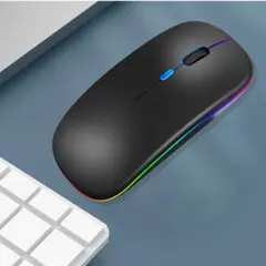 ワイヤレスマウス Bluetooth USB充電式 超薄型 静音 軽量 黒