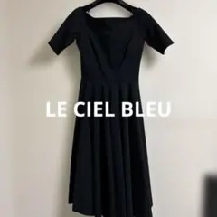 LE CIEL BLEU ブラック オフショルダーワンピース 38のサムネイル