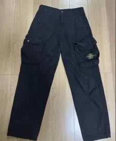 Stone Island 黒色ガーメントダイ ストレッチテーパードカーゴ30