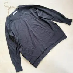 ミッシェルクラン 長袖ニット セーター ウール100% Vネック グレー系 M