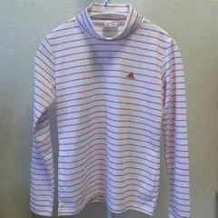 adidas タートルネック長袖シャツ M 白/赤　ゴルフ
