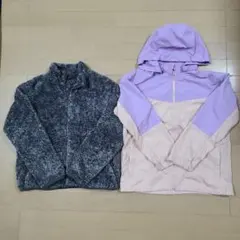 UNIQLOフリースジャケット 黒と白のミックス　GUバイカラーブルゾン 150