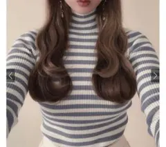 グレイル　ボーダー柄フレアスリーブリブニットトップス[k9086b]14