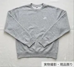 ⁠美品 NIKE ナイキ スウェット トレーナー ワンポイント刺繍ロゴ グレーのサムネイル