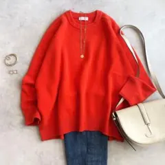 美品 ◆ ビューティーアンドユース　ニット　ウール　カシミヤ混　オレンジ