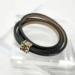 LOEWE ブラックレザー ブレスレット ツイストバングル(カーフ) - メルカリ