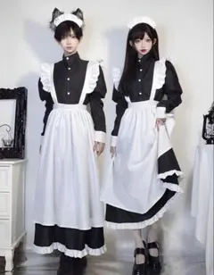 ロング丈 メイド服 コスプレ衣装 ブラック＆ホワイト