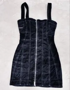 DIESELディーゼルコーデュロイデニムワンピースフロントジップ ストレッチ S