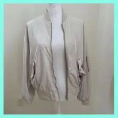 白ベージュ アウター ボンバージャケット ジッパー付き ma1 MA1