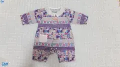 幾何学模様 紫系ロンパース ~70cm