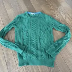 値下げ　GLOBAL WORK グリーンケーブルニットセーター XXL
