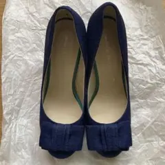 オリエンタルトラフィック　37 ネイビー リボン付きパンプス 中ヒール