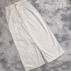 GU 【L】レディース ホワイト デニム ワイドパンツ 春