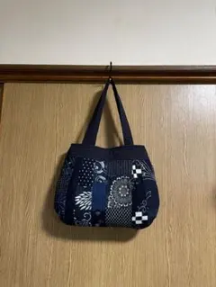和装バック 着物バック 琉球紅型 琉球柄 菊と蝶（青)入学卒業結婚