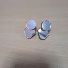 シルバー 六角形 円形 イヤリング