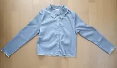 【クリアランスセール】衿付カーディガン(スモーキーブルー) Mサイズ