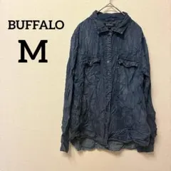 ★BUFFALO 【M】ダークブルー デニム 長袖シャツ トップス