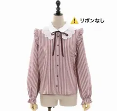 axes femme POETIQUE レース襟ストライプブラウス 赤 Mのサムネイル