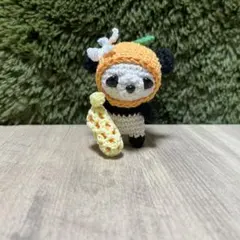 ハンドメイド みかん帽子のパンダさん あみぐるみのサムネイル