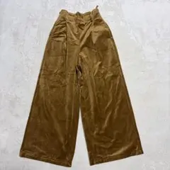 GU ベロア調 ワイドパンツ ブラウン S