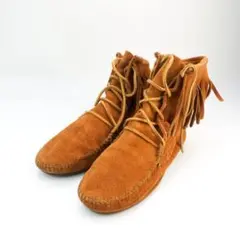 MINNETONKA 23.5 フリンジショートブーツ ブラウン/BD48