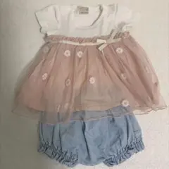 キッズ　ベビー　ロンパース　パンツ　半袖　チュール　プティマイン　80