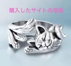 《未開封》フリーサイズ シルバー猫リング