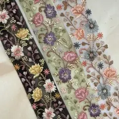 266.インド刺繍リボン 50cm×3本セット