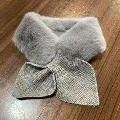 【未使用】グレー フェイクファー　スヌード　マフラー