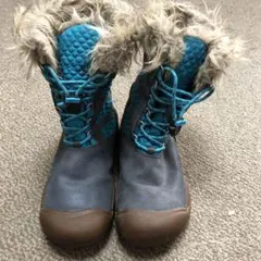 keen 22cm スノーブーツ ウインターブーツ ファーグレーと青のブーツ