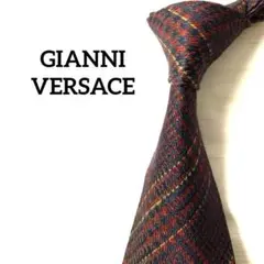 ヴェルサーチVERSACE ネクタイ　千鳥チェック　ネイビー　レッドのサムネイル