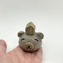ほっこりお家クマさん顔だけオブジェ　熊の置物　インテリア