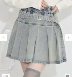 earth music&ecology デニムプリーツスカパン　M インディゴ