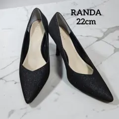 RANDA ビジューヒール グリッターパンプス　22cmフォーマルブラック　美品