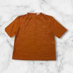 レナウン トップス 90s モックネック ジャガード オレンジ M Y2Kのサムネイル
